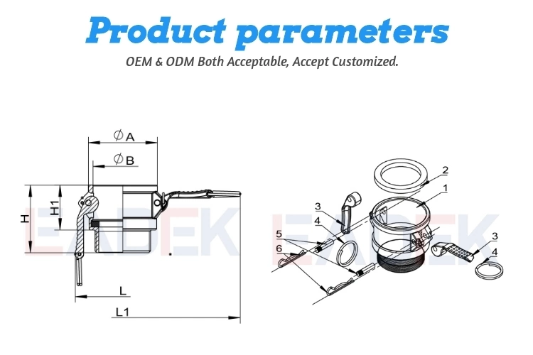 10% off Stainless Steel B Type Camlock Coupling with Male Thread