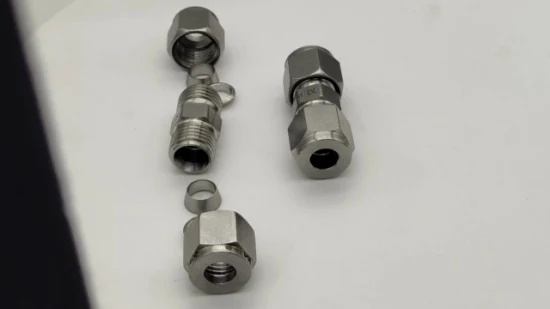 ステンレス鋼製両袖管接続エルボ、ステンレス鋼製圧縮管接続アダプタ、二重圧縮継手、コネクタ